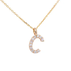 0.25 Carat Diamond Initial "C" Pendant in 14k Yellow Gold