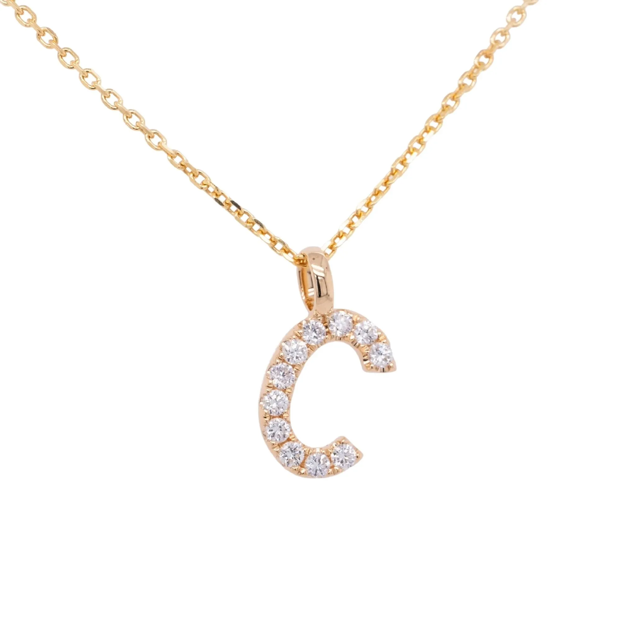 0.25 Carat Diamond Initial "C" Pendant in 14k Yellow Gold