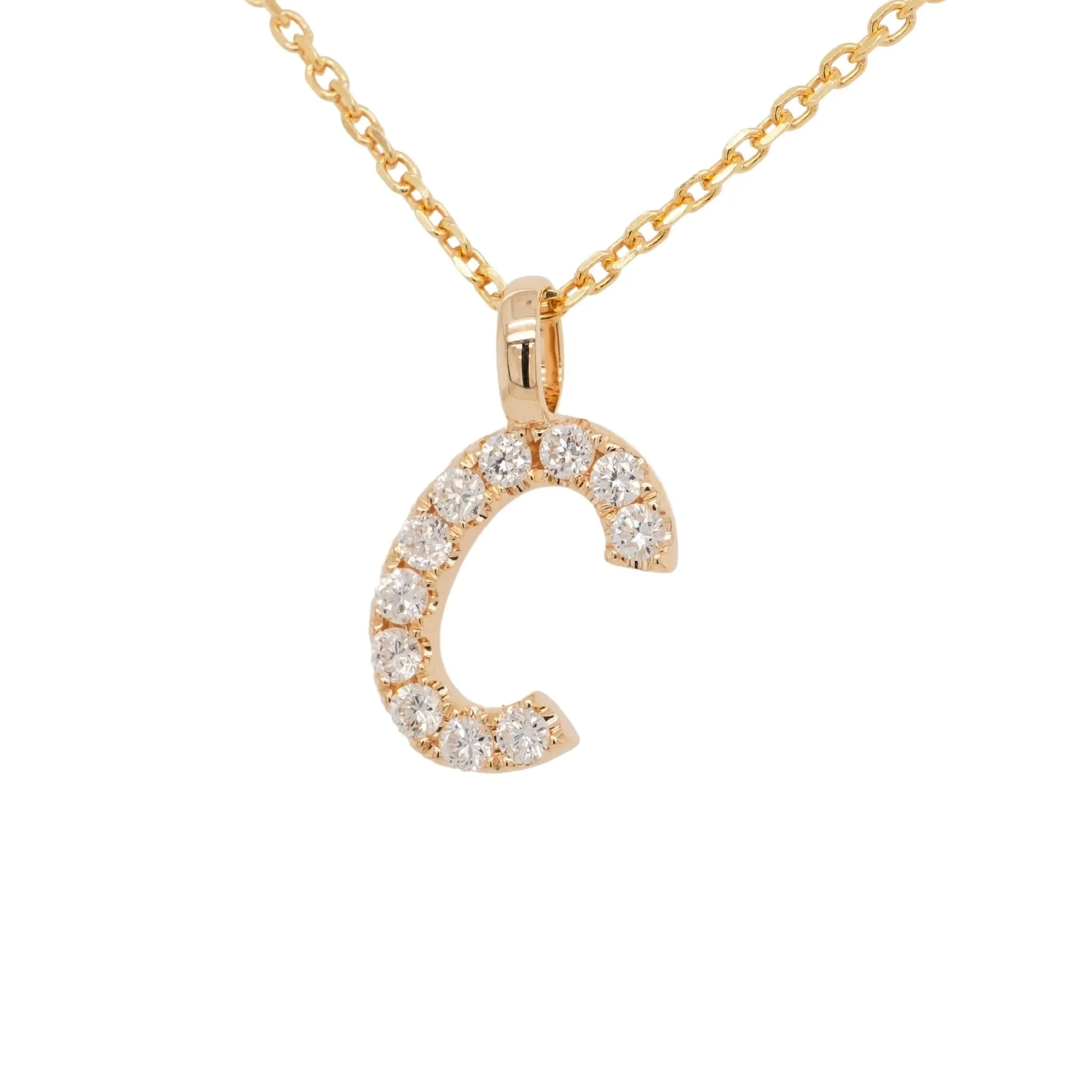 0.25 Carat Diamond Initial "C" Pendant in 14k Yellow Gold