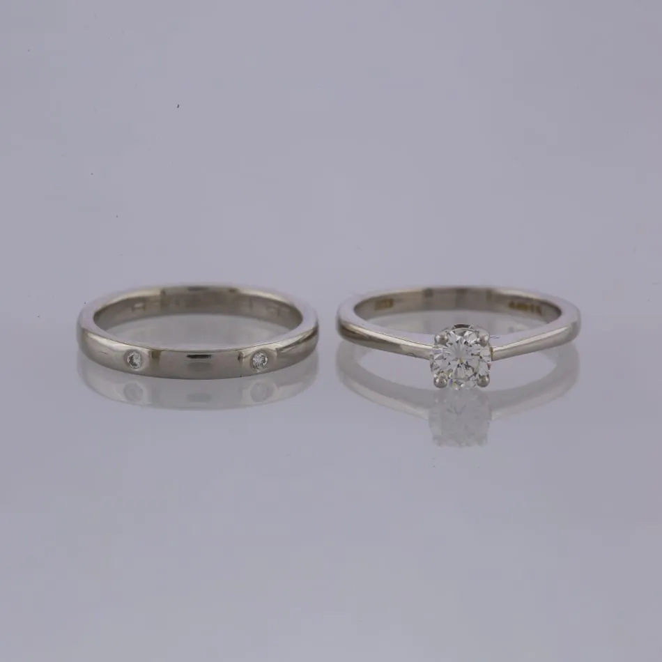 0.37 Carat Solitaire Diamond Engagement and Diamond Band Ring