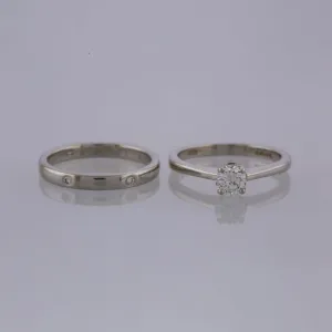 0.37 Carat Solitaire Diamond Engagement and Diamond Band Ring