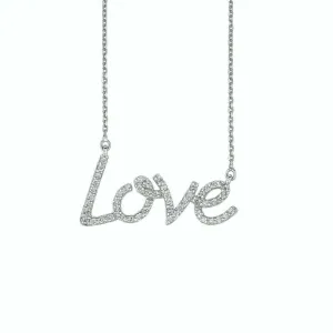 0.50 Carat Natural Diamond Love Necklace Pendant 14K White Gold G SI 18 inches