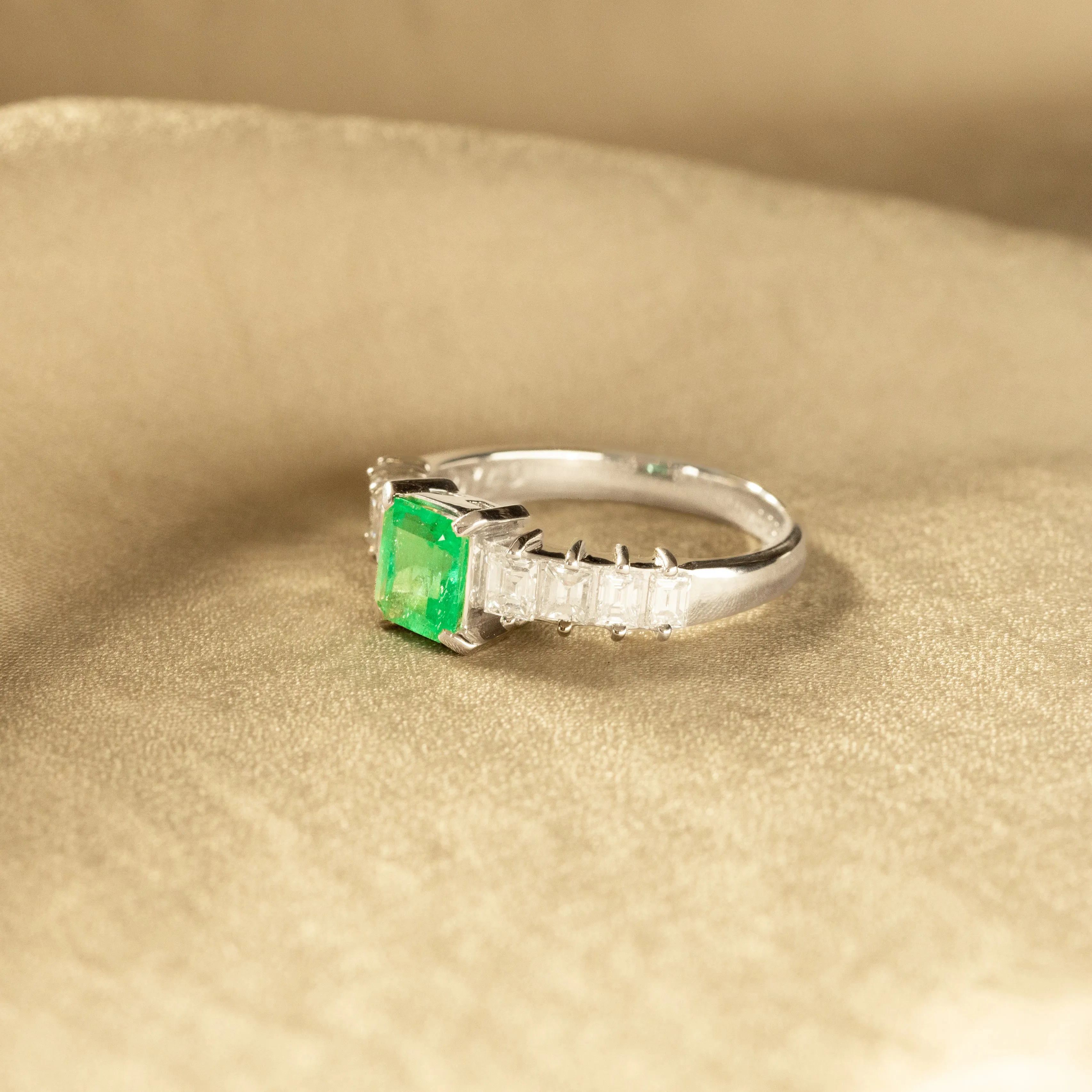 0.60 Carat Emerald Carre Cut Diamond Ring