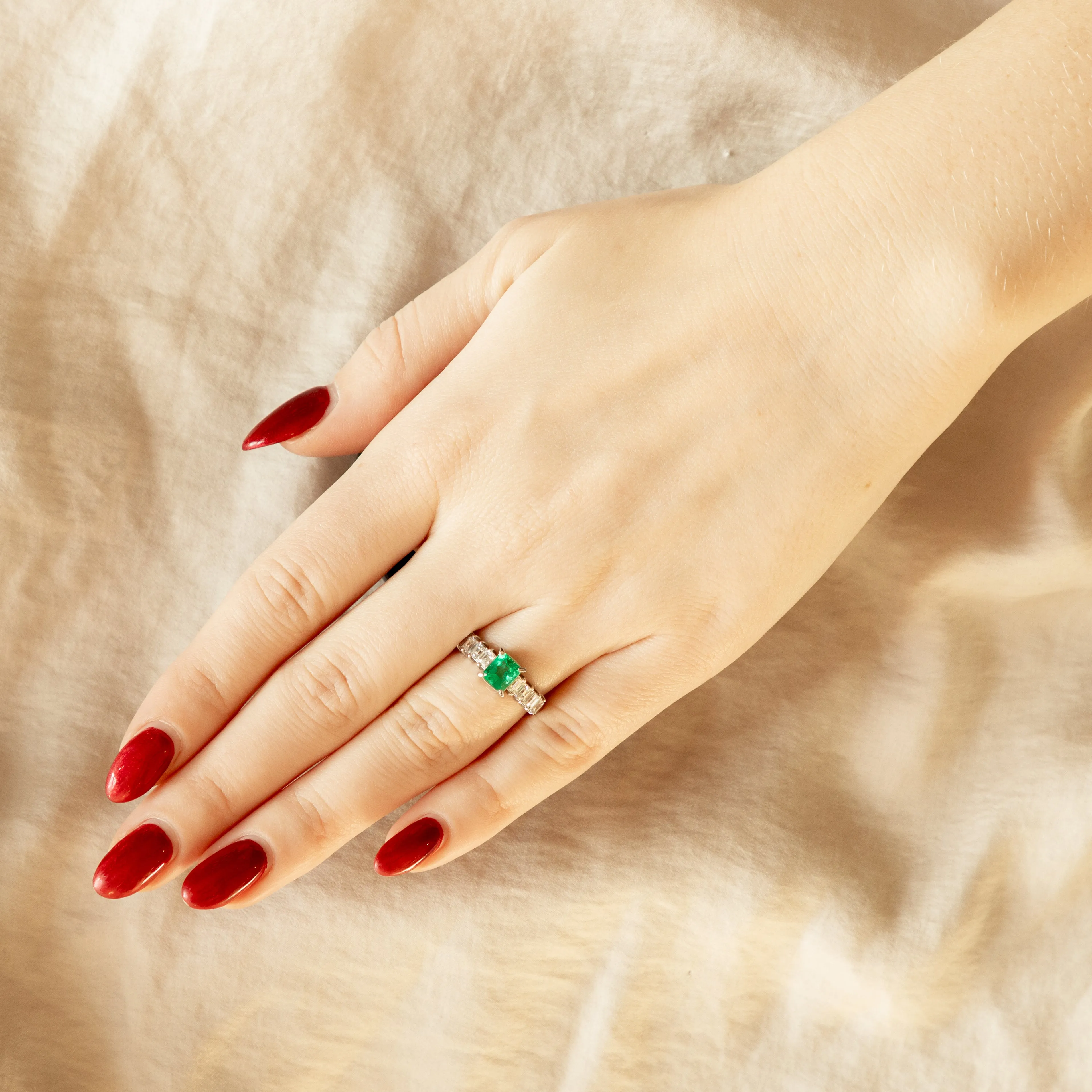 0.60 Carat Emerald Carre Cut Diamond Ring