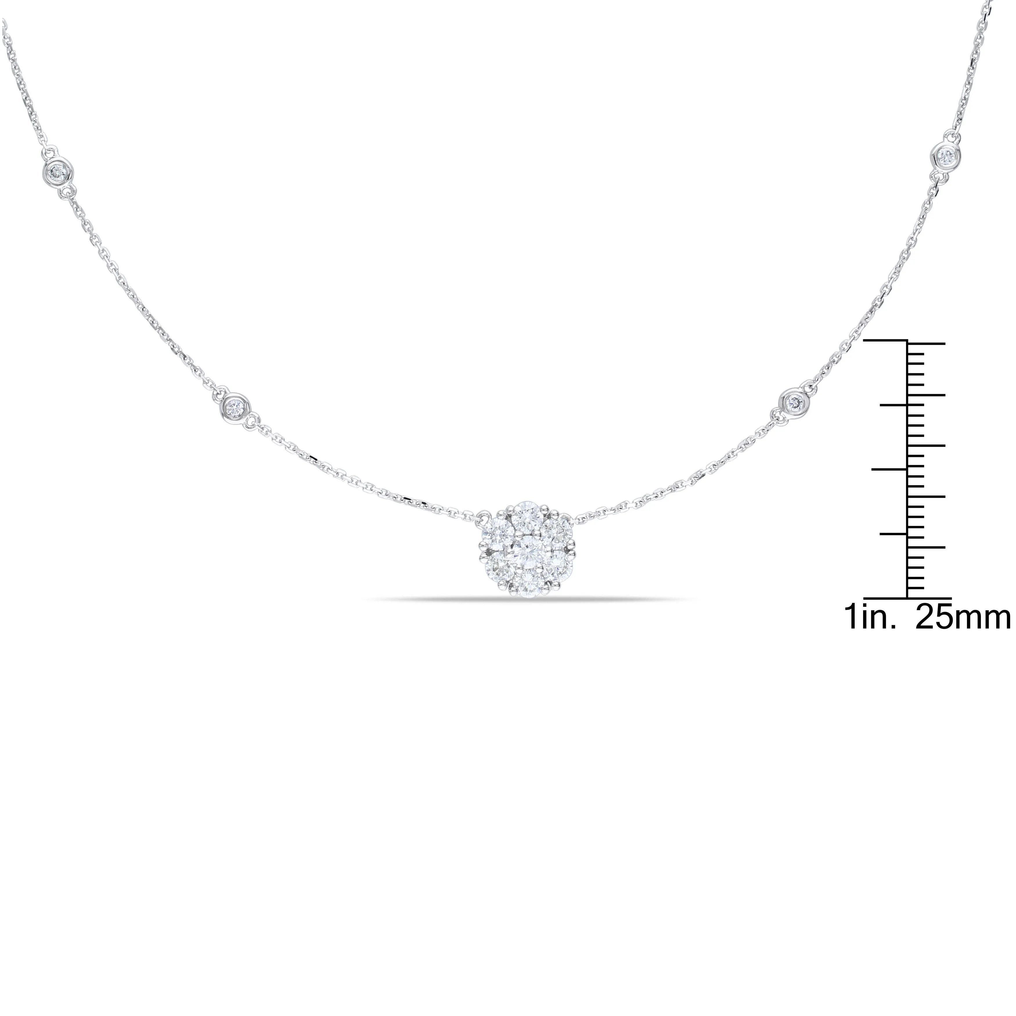 1 1/10 CT Diamond TW Necklace With Chain 14k White Gold GH SI Length (inches): 16
