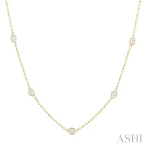 1 1/2 ctw Bezel Set Oval Cut Diamond Station Necklace in 14K Yellow Gold