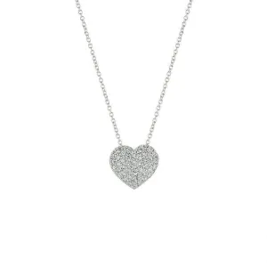1.00 Carat Natural Diamond Heart Necklace Pendant 14K White Gold G SI 18''