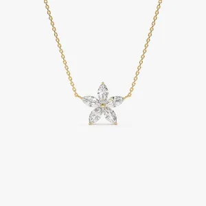 1.05 ctw 14K Marquise Shaped Flower Design Lab Grown Diamond Necklace - Vera