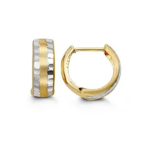 10K Yellow And White Gold Huggy Earrings