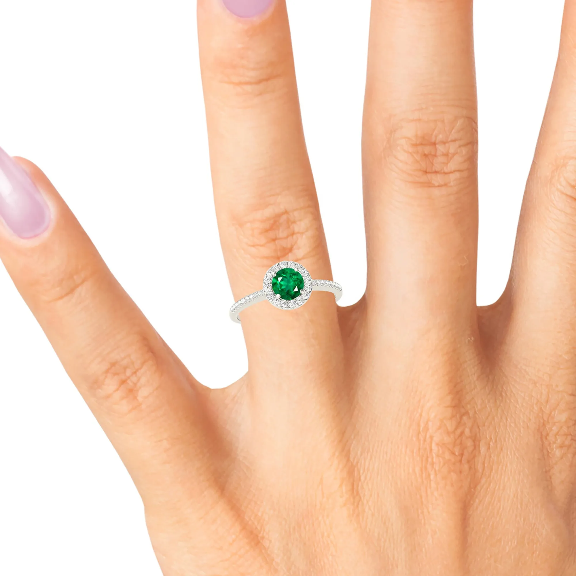 1.15 ct. Genuine Emerald Ring with Halo And Delicate Diamond band