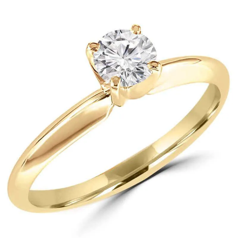 1/2 Carats Solitaire Diamond Engagement Ring GH/SI2-I1 14K Yellow Gold & White Gold