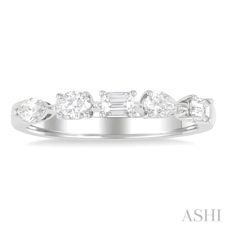 1/2 ctw Mixed Shape Diamond Cut Fashion Band in 14K White Gold