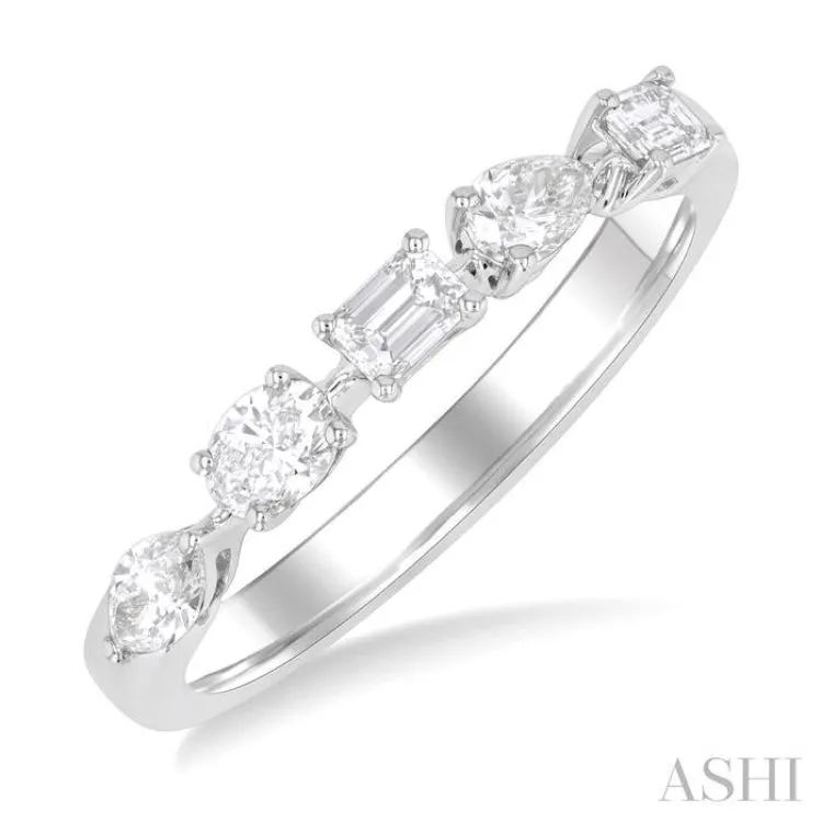1/2 ctw Mixed Shape Diamond Cut Fashion Band in 14K White Gold