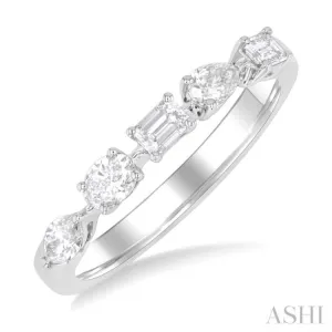1/2 ctw Mixed Shape Diamond Cut Fashion Band in 14K White Gold