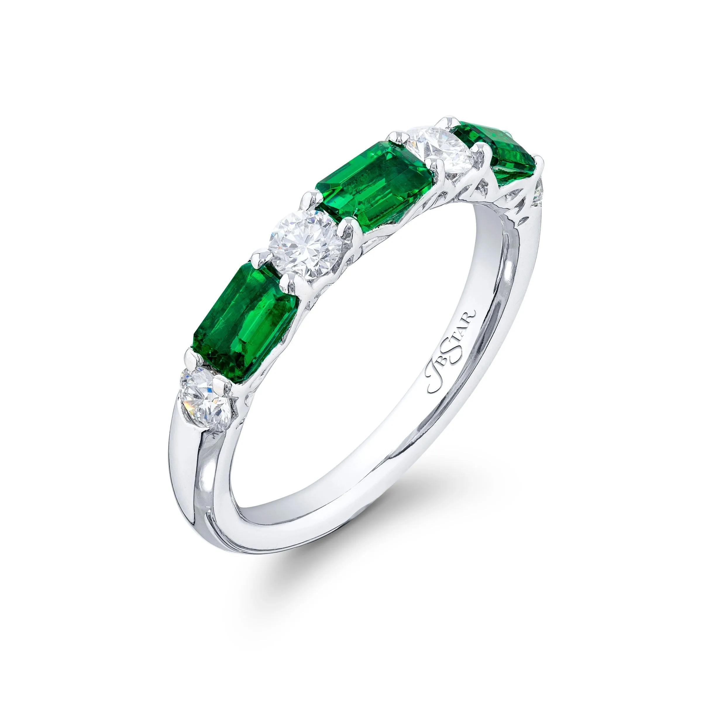 1.24ctw Emerald & Diamond Band