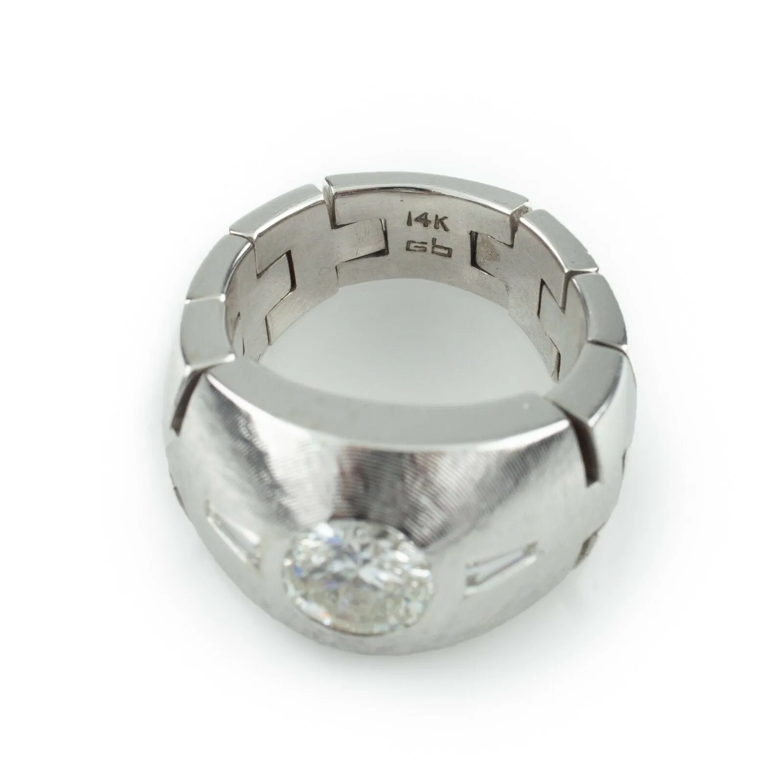 1.30 Carat Diamond 14k White Gold Men's Solitaire Flex Ring Size 7