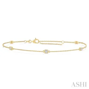 1/4 ctw Princess Cut Diamond Station Bracelet in 14K Yellow Gold