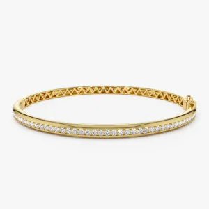 14k  1.00 Ctw Dome Diamond Bangle Bracelet