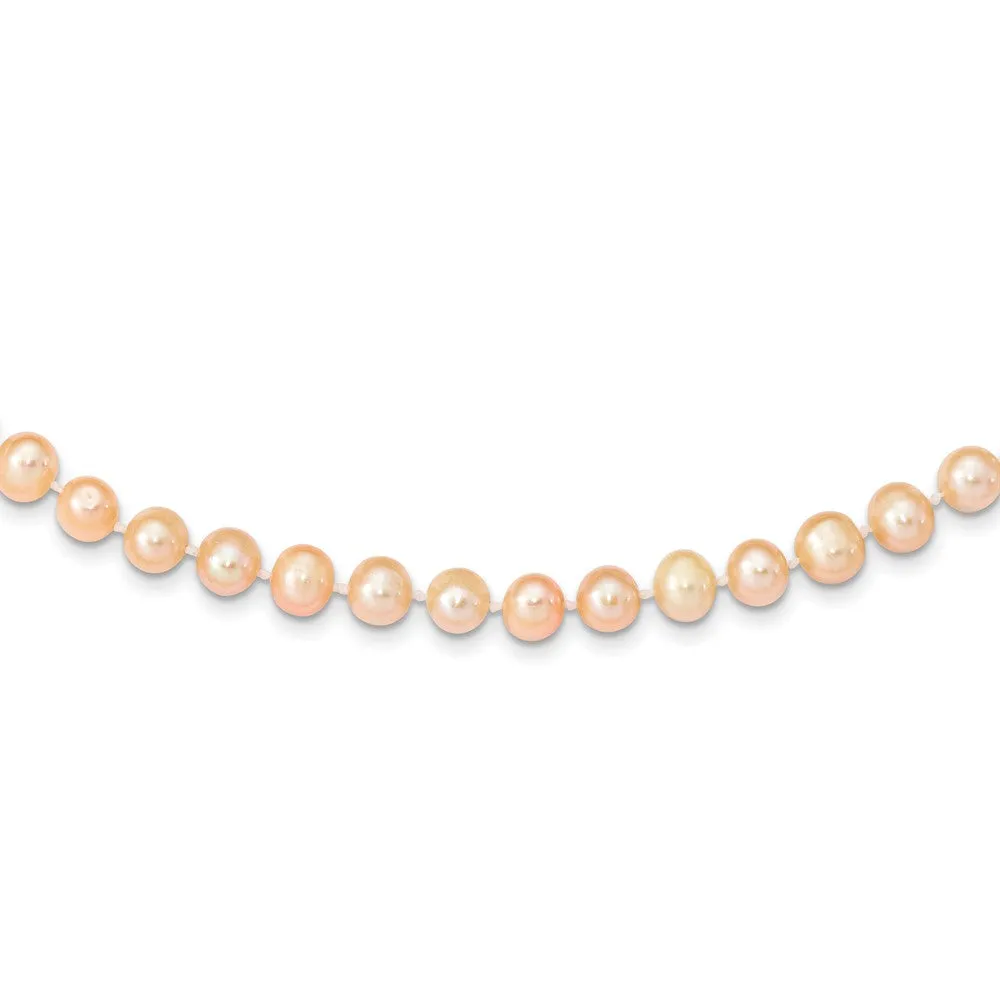 14k 7-8mm Pink Near Round Freshwater Cultured Pearl Necklace
