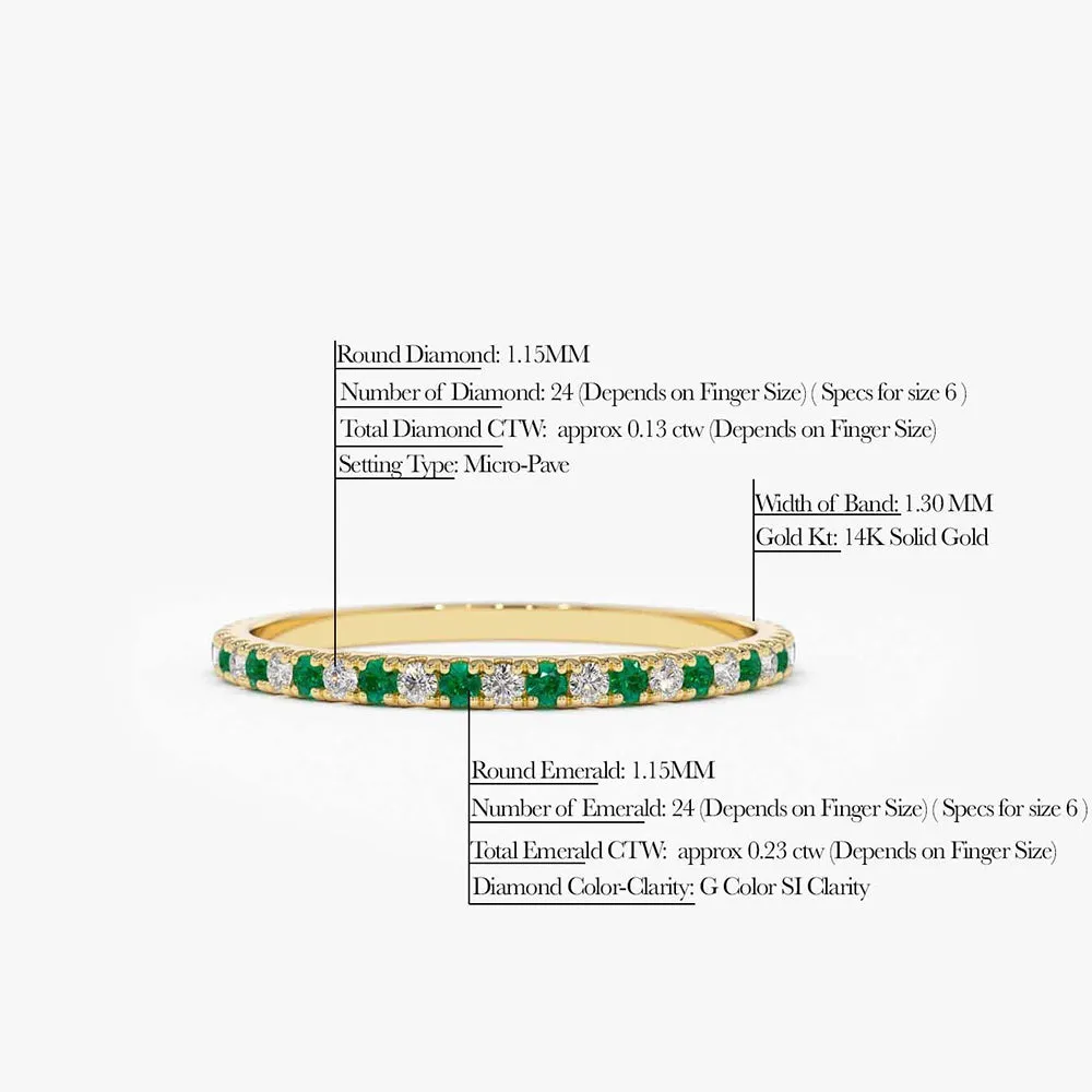 14K Emerald and Diamond Alternating Eternity Ring
