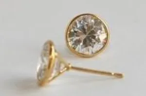 14K Gold Bezel Wire Martini set Stud Earrings - Diamond Veneer 635PWIRE-K