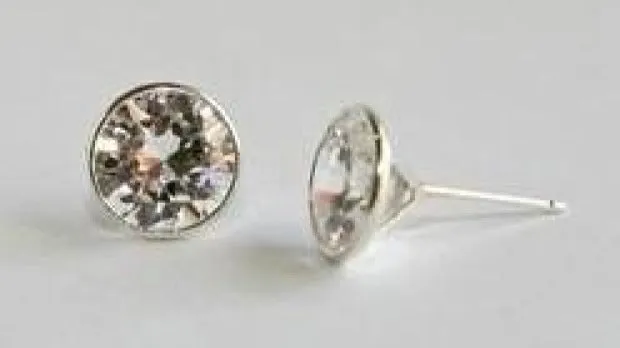 14K Gold Bezel Wire Martini set Stud Earrings - Diamond Veneer 635PWIRE-K