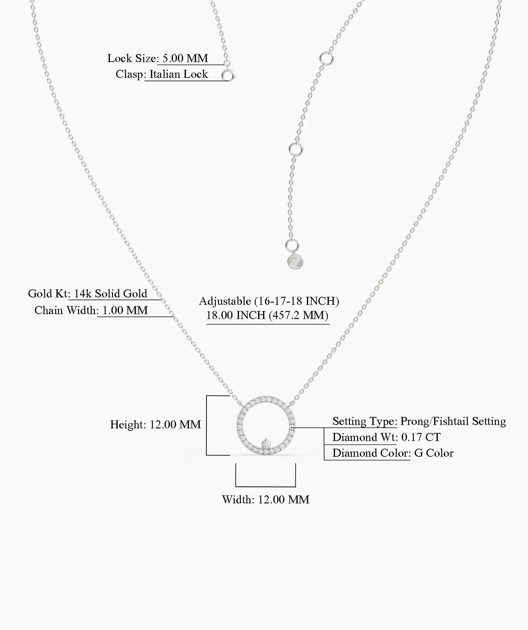 14K Gold Diamond Circle Necklace