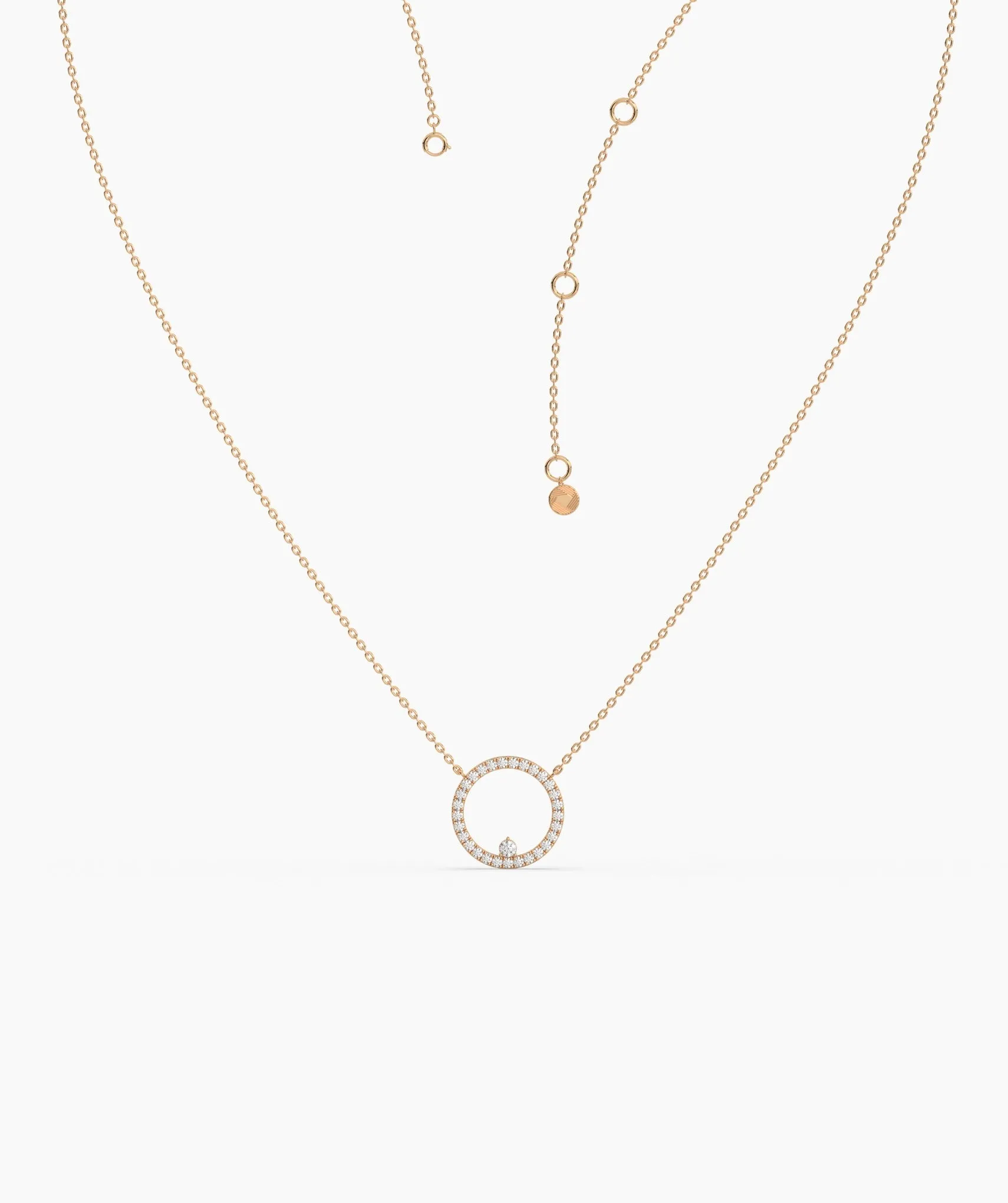 14K Gold Diamond Circle Necklace