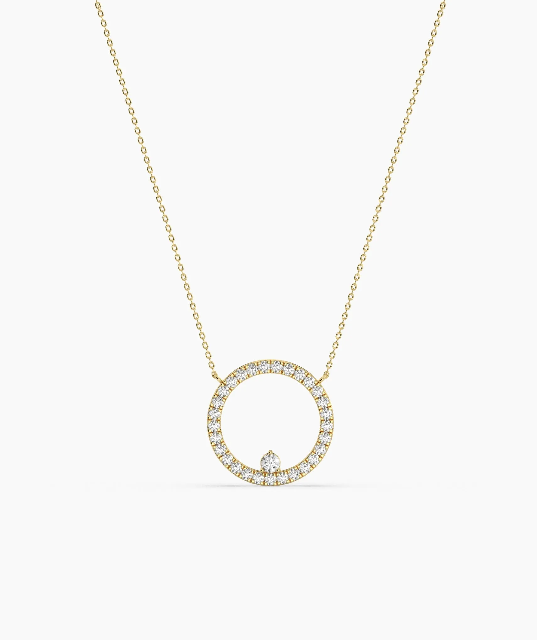 14K Gold Diamond Circle Necklace