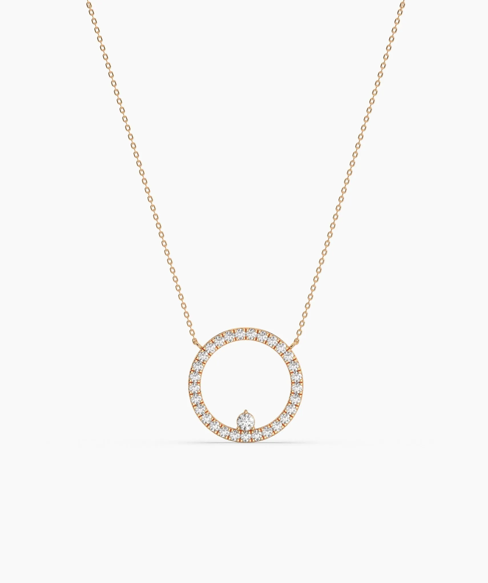 14K Gold Diamond Circle Necklace