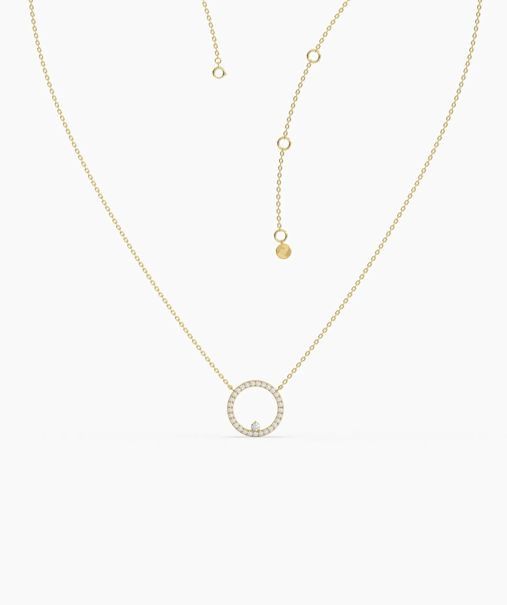14K Gold Diamond Circle Necklace