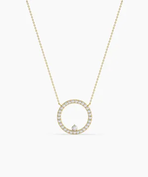 14K Gold Diamond Circle Necklace