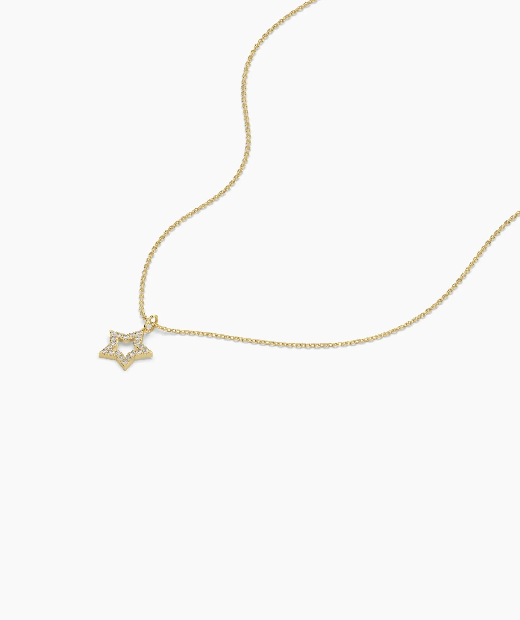 14K Gold Diamond Star Necklace