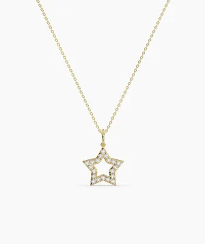 14K Gold Diamond Star Necklace