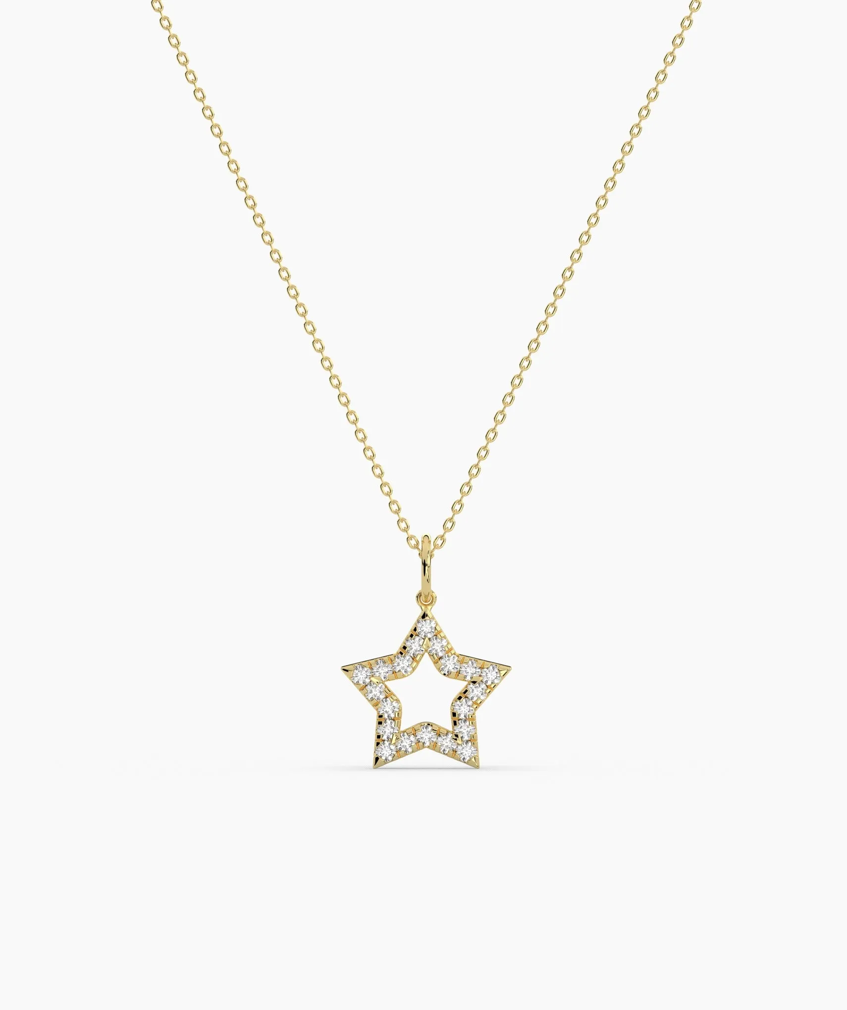 14K Gold Diamond Star Necklace