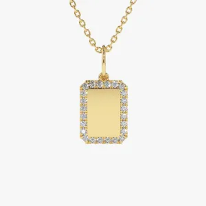 14K Gold Diamond Tag Initial Necklace