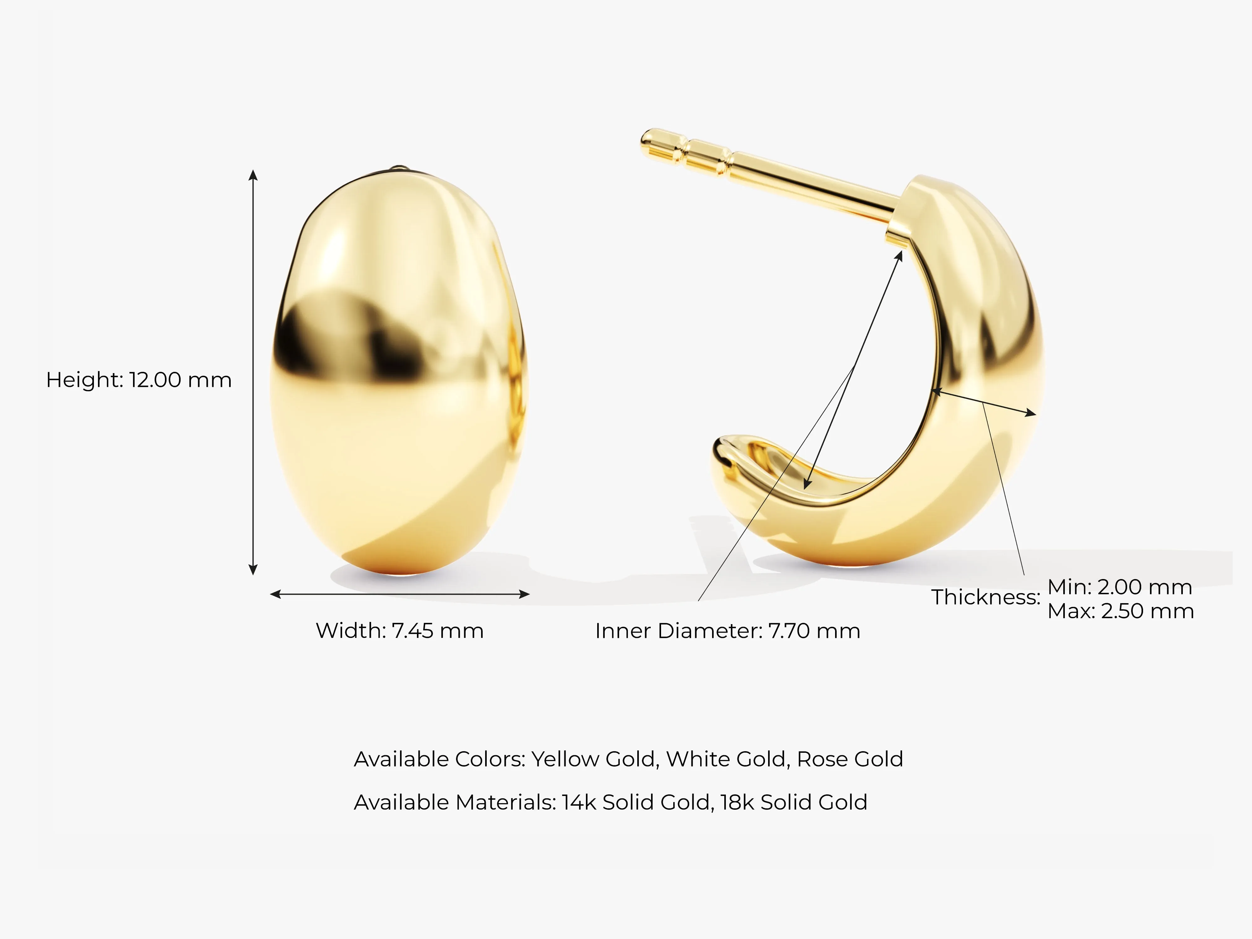14k Gold Dome Huggie Earrings