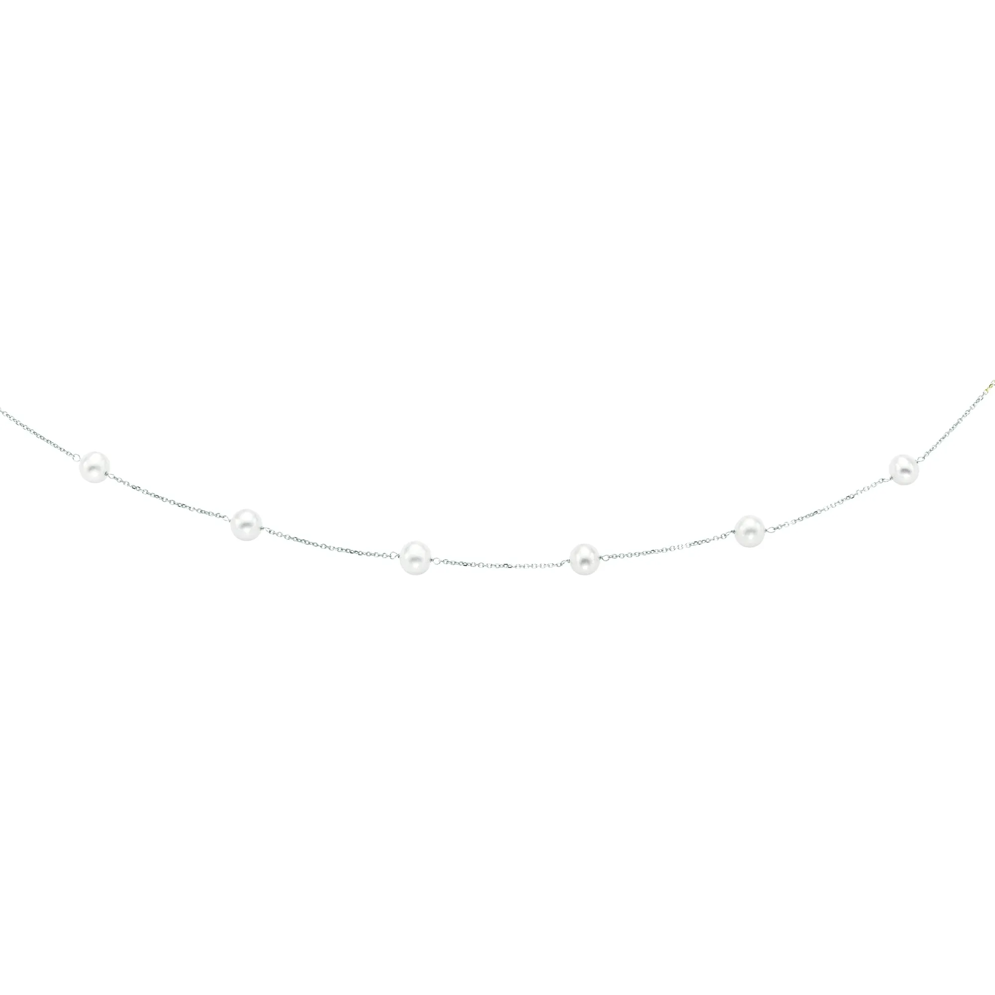 14K Gold Pearl Station Necklace