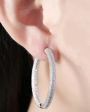 14K Gold Plating London Inspired Elements Pav'e Circular Hoop Earrings