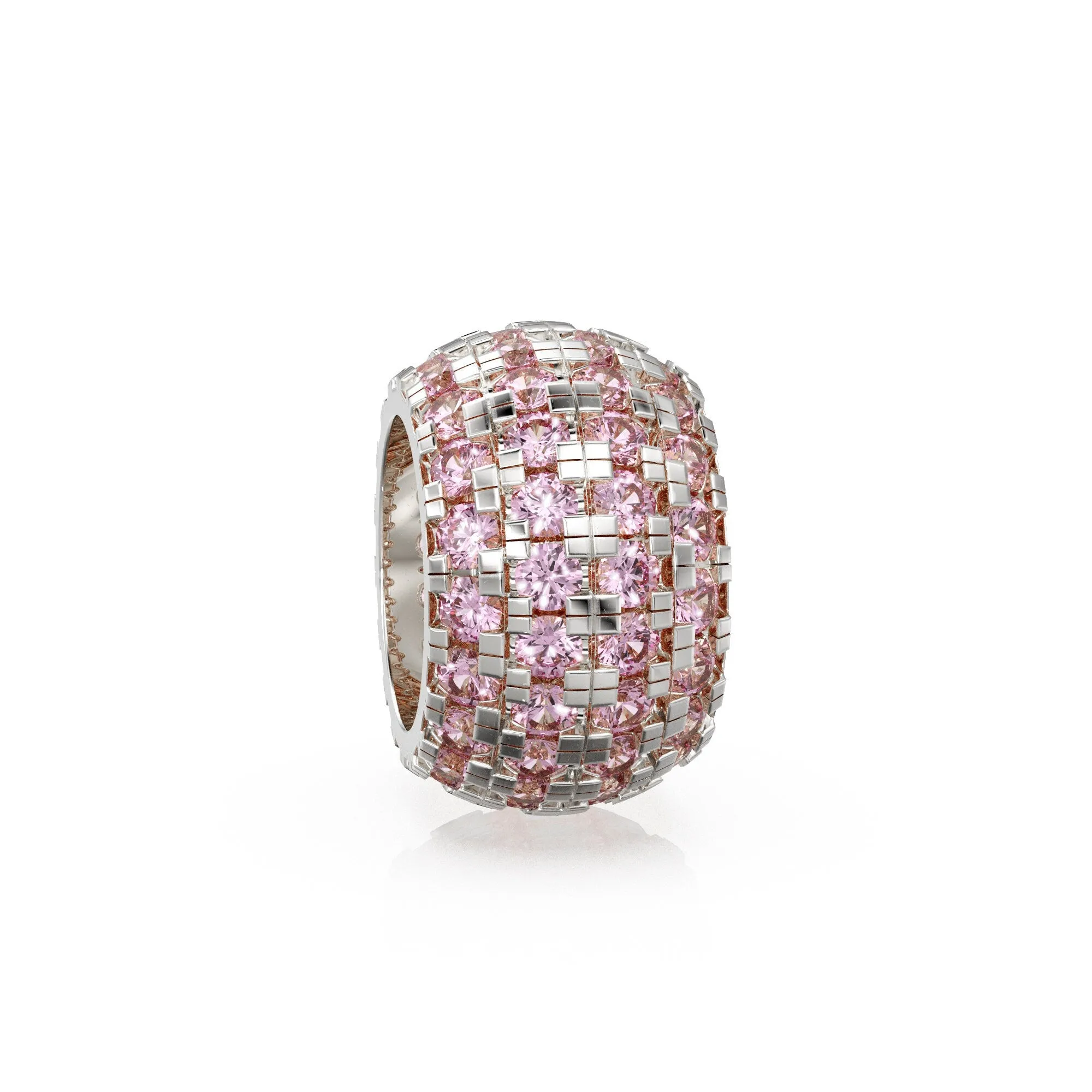 14K Large Solid Italian Gold Pink Tourmaline Rondels, Charm Roundel, Tourmaline , Enhancer Charm, Pave set Tourmaline, October spacer charms