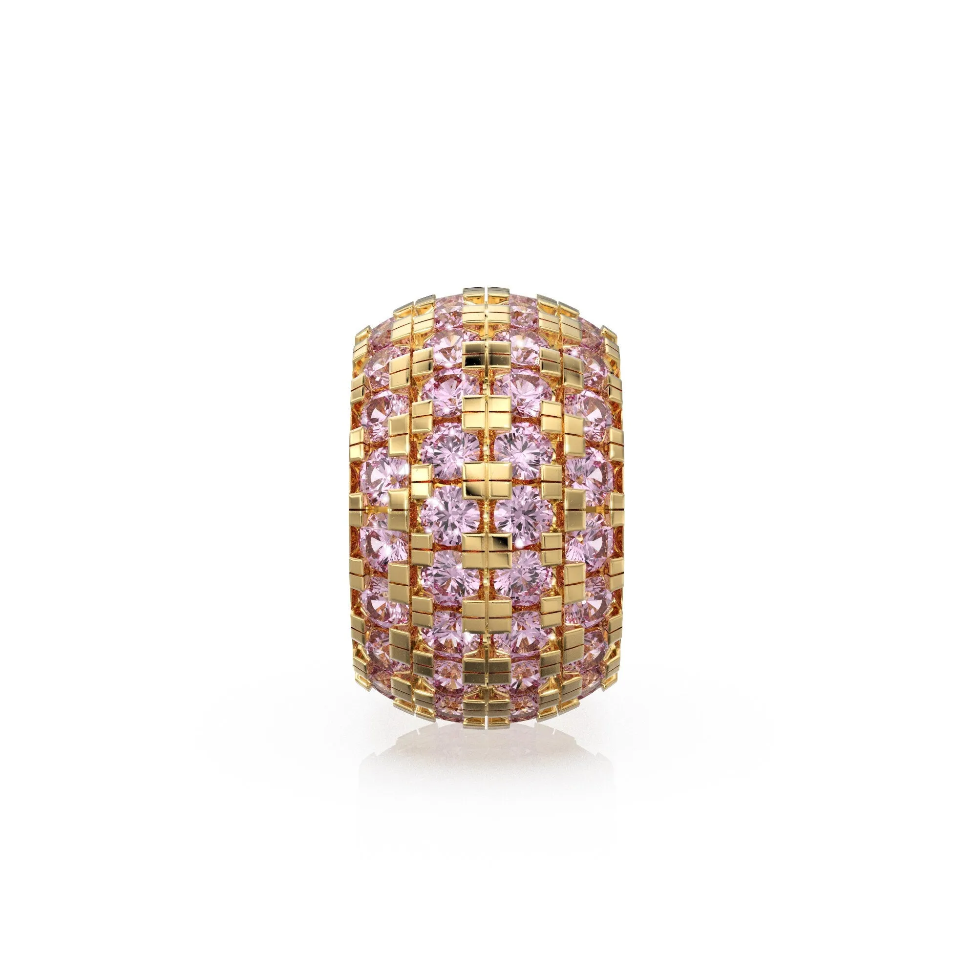 14K Large Solid Italian Gold Pink Tourmaline Rondels, Charm Roundel, Tourmaline , Enhancer Charm, Pave set Tourmaline, October spacer charms