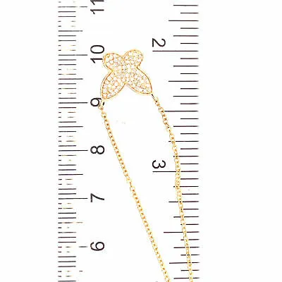 14K Pave Butterfly Pendant Necklace Yellow Gold