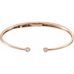 14K Rose 1/6 CTW Diamond Hinged Cuff Bracelet