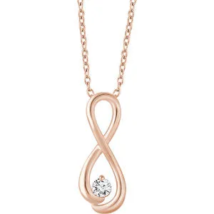 14K Rose 1/6 CTW Diamond Infinity-Inspired 16-18" Necklace