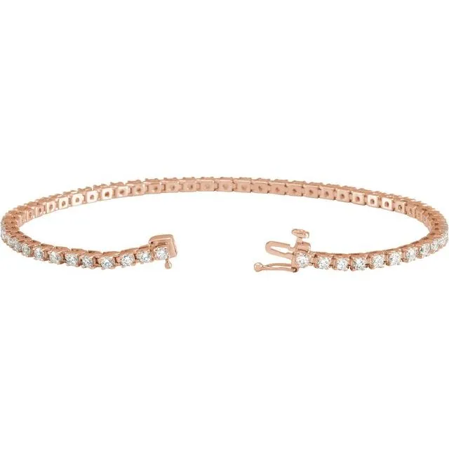 14K Rose Gold 3 CTW Lab-Grown Diamond Line 7 1/4" Bracelet