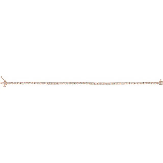 14K Rose Gold 3 CTW Lab-Grown Diamond Line 7 1/4" Bracelet