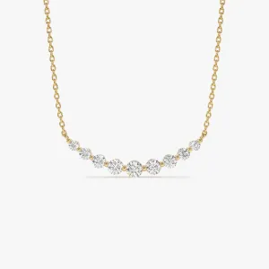 14K Shared Prong Curved Diamond Necklace