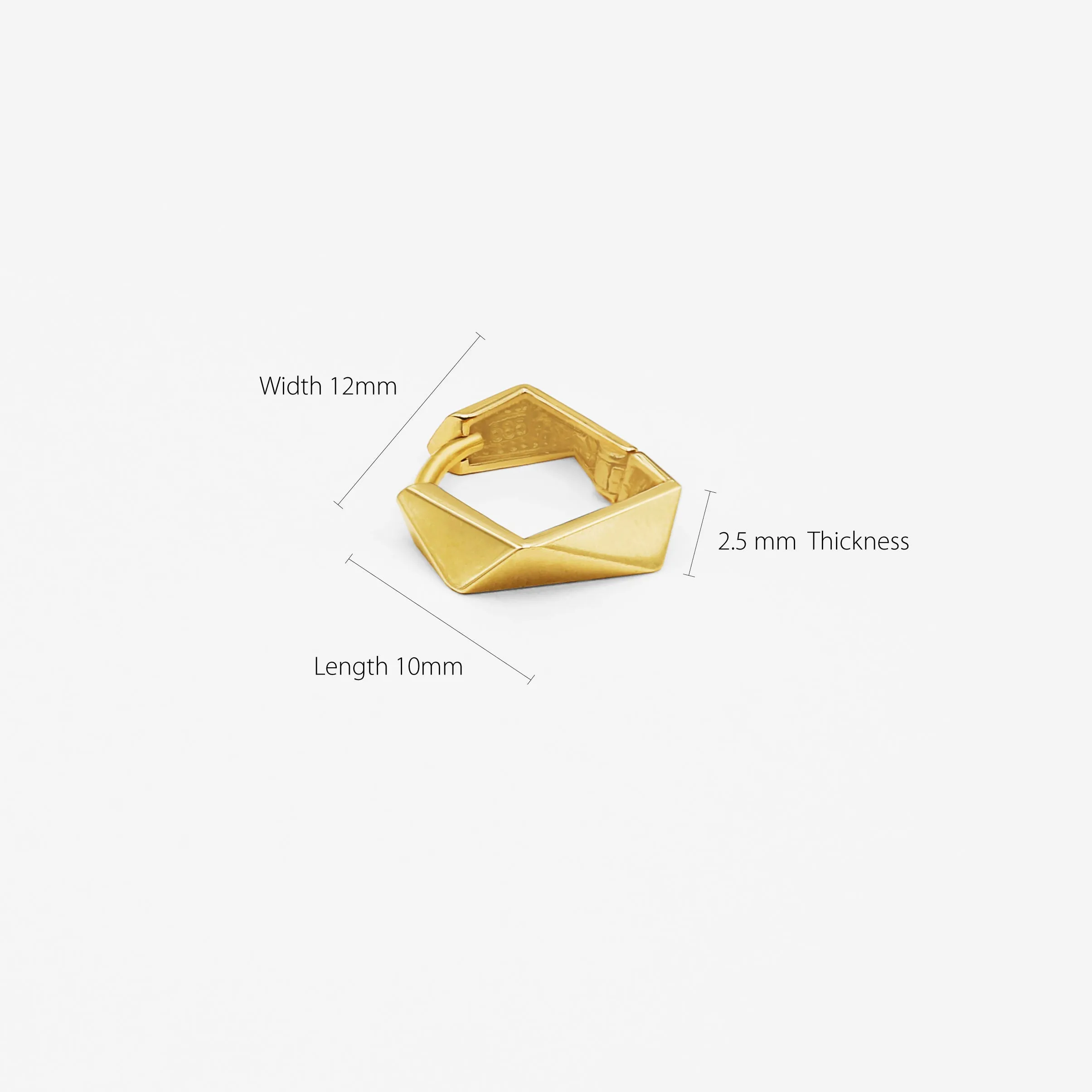 14k Solid Gold Faceted Huggie Hoop Earring