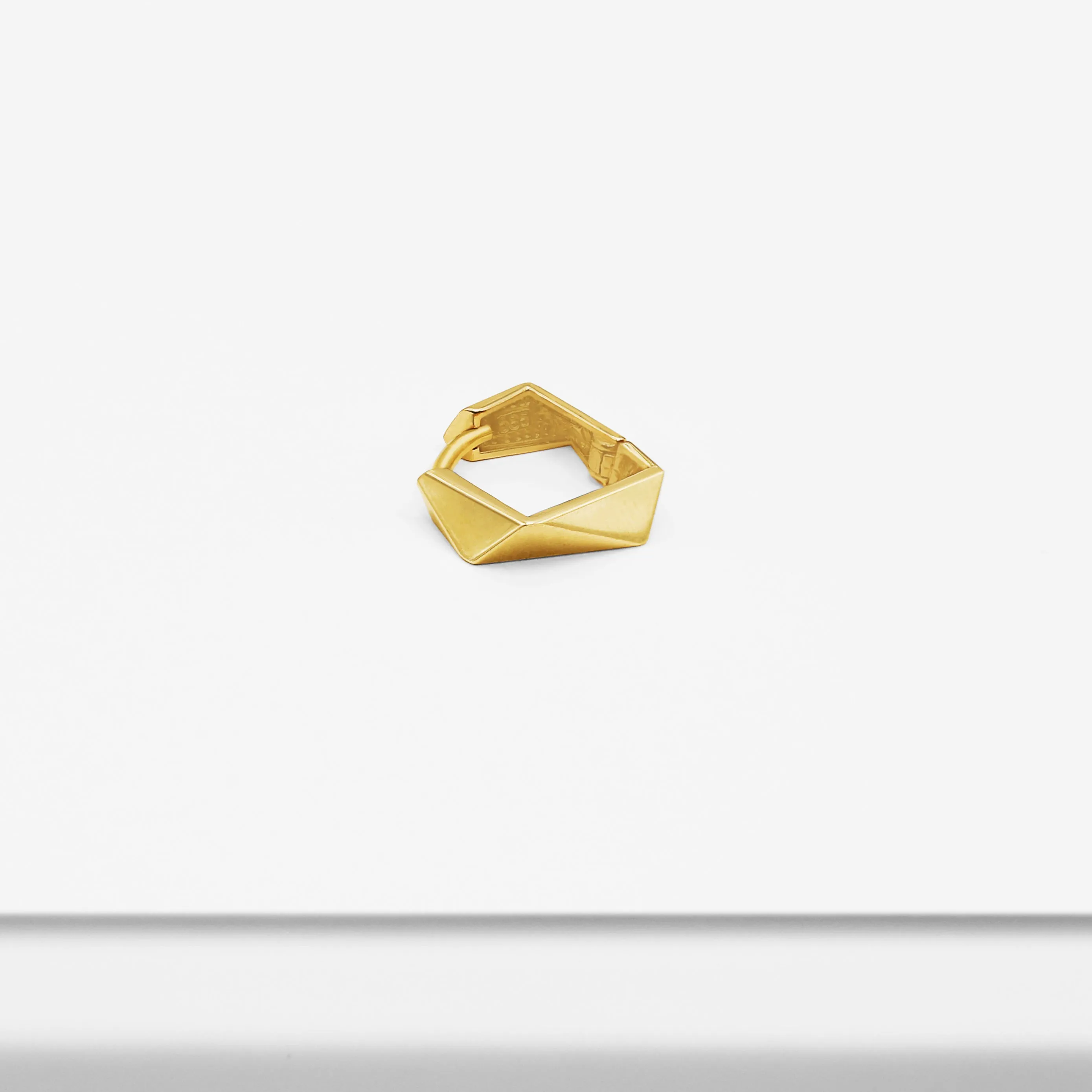 14k Solid Gold Faceted Huggie Hoop Earring