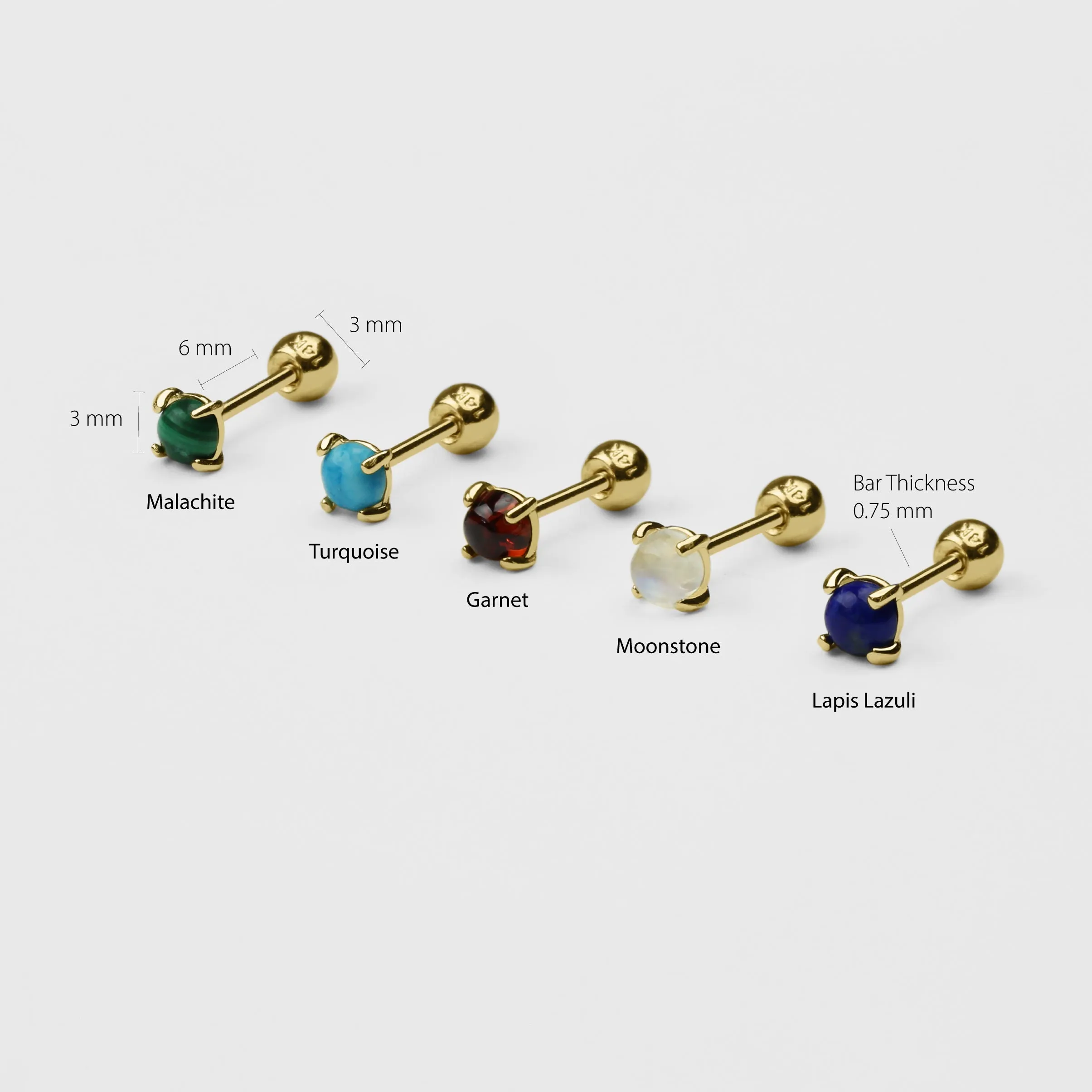 14k Solid Gold Four-Prong Stone Stud Earring